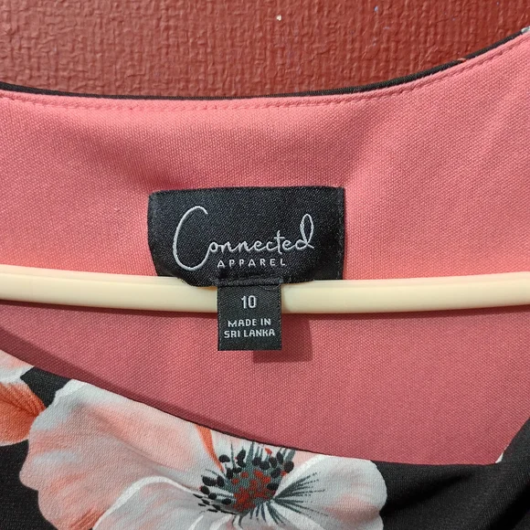 Connected Apparel Black and Pink Floral Midi Dress - Picture 5 of 11